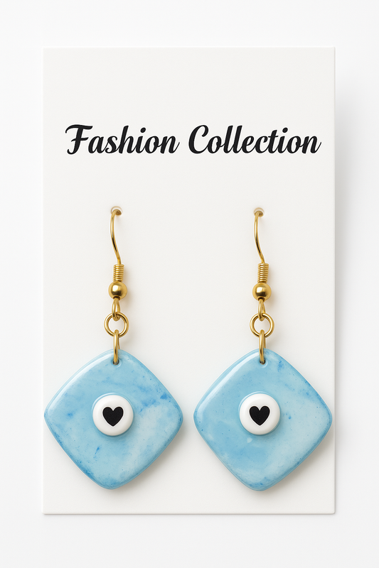 Handmade Blue Charm Earring – Turquoise Blue Ceramic