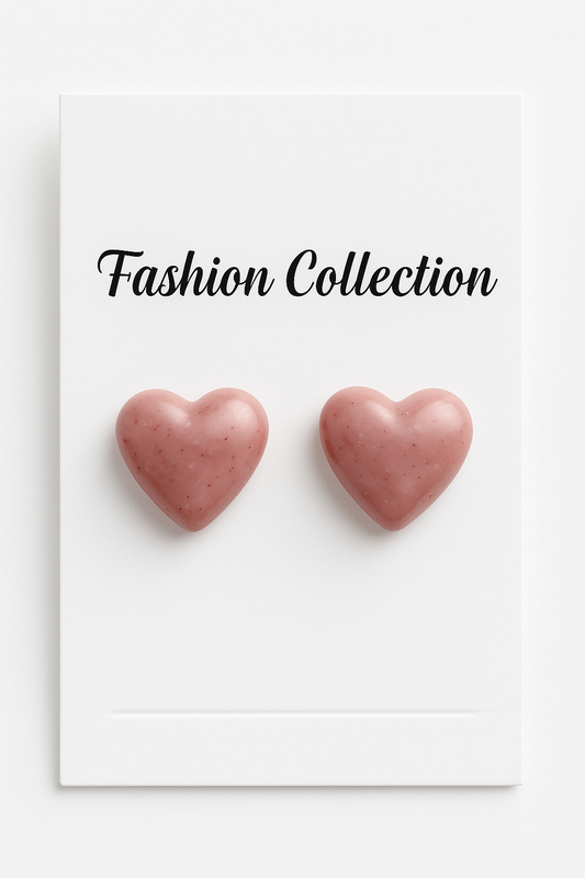 Cute Pink Heart Clay Stud Earring – Minimalist Everyday Wear