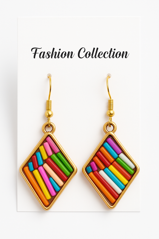 Bold Multicolour Geometric Earrings – Statement Jewellery for Women in Pakistan