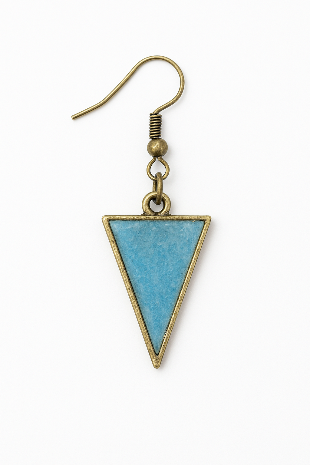Boho Vintage Blue Triangle Dangle Earring – Antique Brass Hook | Handmade Statement Jewelry for Women